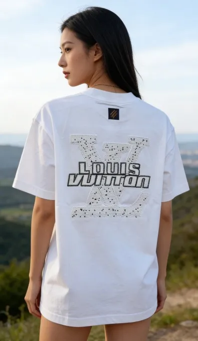 Louis Vuitton/Louis Vuitton cross-stitch woven embroidery short sleeves